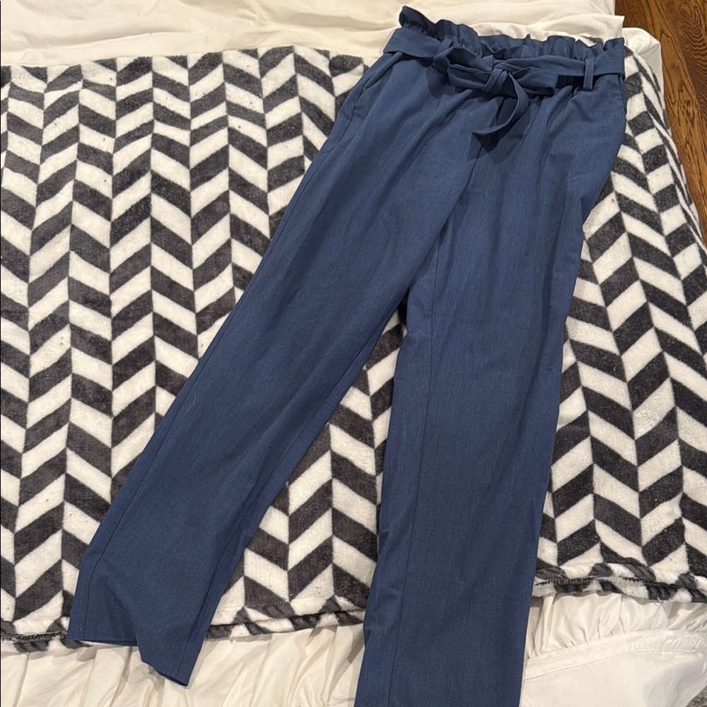 BCBGeneration Blue Ruffle Waist Pants